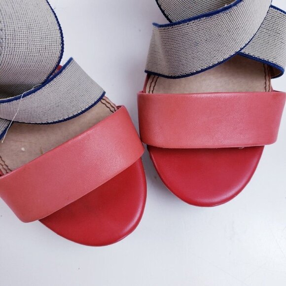 Splendid Kellen Cork Wedge Platform Sandals Sz 8.5 Strawberry Red Elastic Strap - Picture 7 of 9